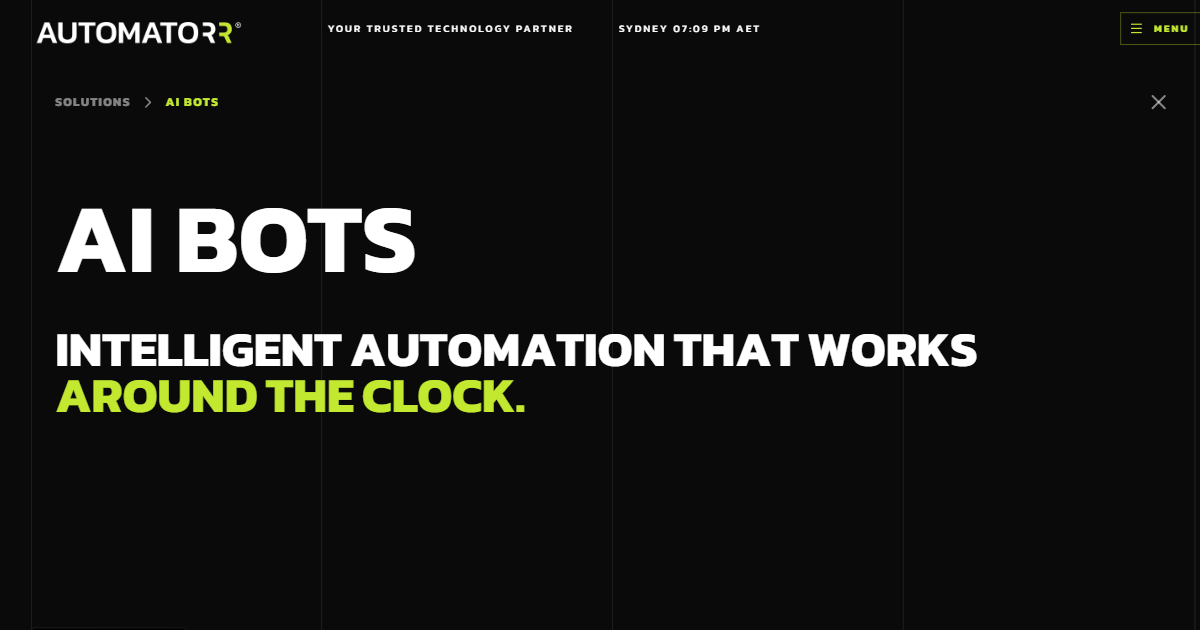 AI Bots & Intelligent Automation | Automatorr Sydney